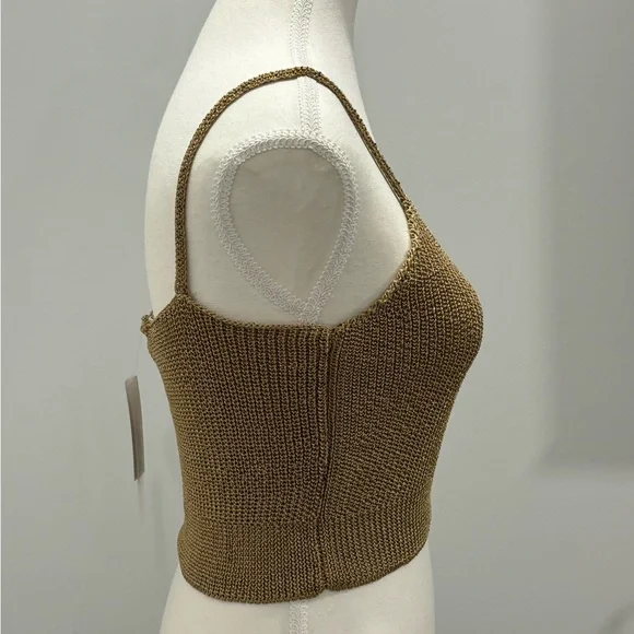 House of Harlow 1960 Knitted crop top Golden  XS Straps New Year Party Dance - Picture 5 of 7